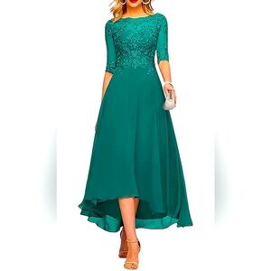 Lace Appliques Mother of The Bride Dress 3/4 Sleeves